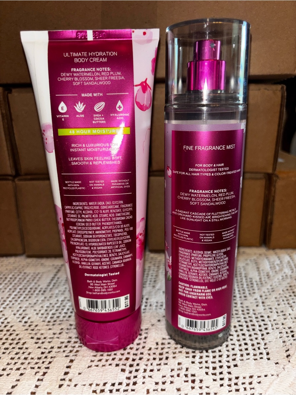 (2026)Bath & Body Works Cherry Blossom Body Cream & Fragrance Mist - Pink, White - Picture 2 of 2